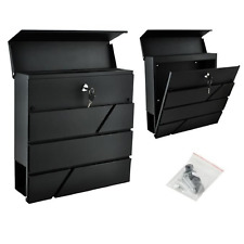 Cassetta Postale Box Porta Lettere da Parete Moderna per Esterno In Acciaio Nera