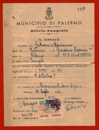 Palermo lug 1944 ufficio - palermo,