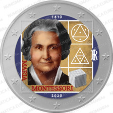 2 EURO ITALIA 2020 - MONTESSORI FDC COLORATO - SUBITO DISPONIBILE!!!