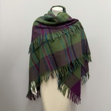 Vintage Saint Laurent Rive Gauche Scarf Wrap Shawl Plaid Fringes 58" by 57 1/2"