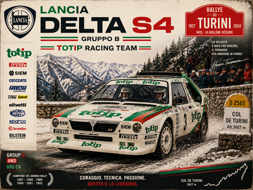 Lancia delta totip poster - lancia, s4
