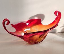 GRANDE VASO VETRO Murano ROSSO ARANCIONE anni 60 CENTROTAVOLA VINTAGE DESIGN 43