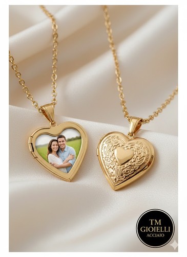 Collana cuore medaglione oro - collana,