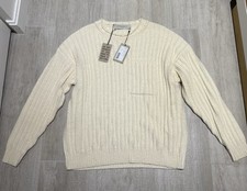 Maglione girocollo Golden Goose nuovo in filato misto cotone color papiro taglia M