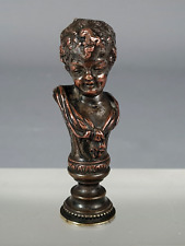 Sigillo Antico IN Bronzo Busto Cherubino Non Crittografato XIX Secolo C162