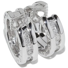 Orecchini a cerchio Bvlgari 0,18 ct B Zero 1 piccolo diamante oro bianco 18 carati donna #01283