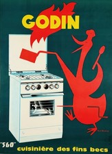 14175.Poster decorazione parete.Arte d'epoca interni.Godin pubblicità francese fornello cucina chef