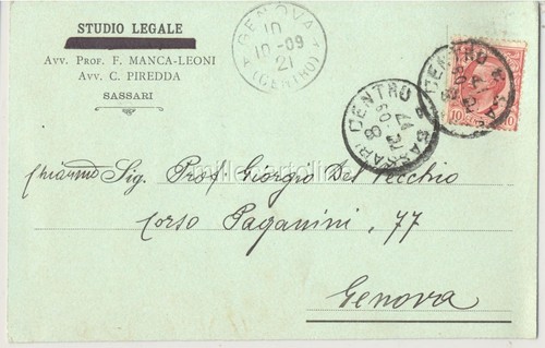 1909 sassari due cartoline - due,