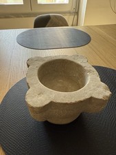 Antico Massiccio Mortaio Italiano In Pietra Epoca XIX Sec.