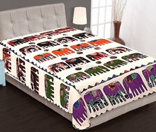 Copriletto Trapuntato Singolo Etnico Indiano Kantha Fatto a Mano Cotone Copri...