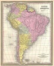 1854 Mitchell Mappa Di South America
