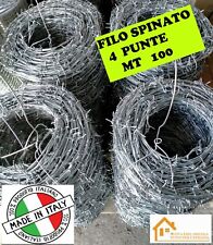 FILO SPINATO ZINCATO RECINZIONE ROTOLI  100 MT 4 PUNTE CORDA  SPINOSA RECINZIONI
