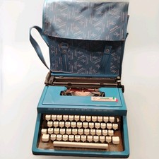 Macchina da Scrivere Olivetti Italia 90 Azzurra Vintage FUNZIONANTE con Custodia