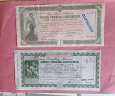 DUE BUONI POSTALI  FRUTTIFERI : DA   LIRE UN MILIONE E 20.OOO.