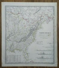 Antica mappa North America Canada Stati Uniti Sduk Walker 1846