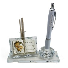 34241 Bomboniere PortaPenne in Cristallo Libro Sacra Famiglia Penna Cresima