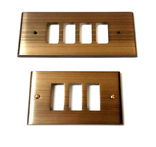 PLACCA PER INTERRUTTORI IN OTTONE COLORE BRONZO GRAFFIATO TIPO MAGIC 3/4 POSTI