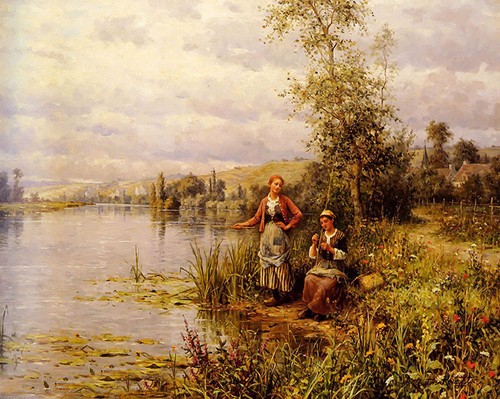 Dipinto olio campagna donne