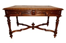 elegante scrivania epoca metà '800 stile Luigi Filippo in rovere massello