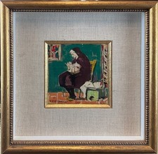 Silvio Consadori Dipinto Olio Suora su Scatola Sigari Firmato Originale Arte 900