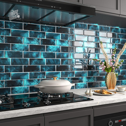 Mattonelle adesive blu - 3d,