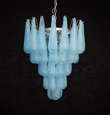 Enorme lampadario italiano vintage Murano 52 petali in vetro BLU goccia