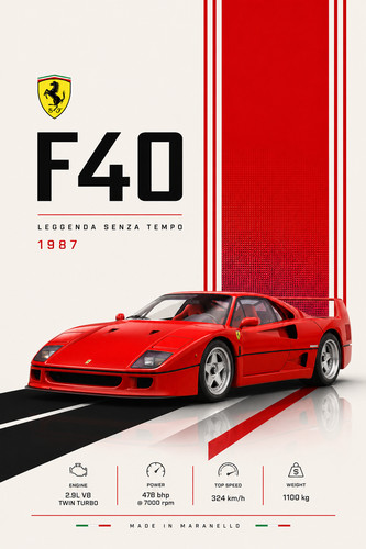 Poster ferrari f40 no - f40,