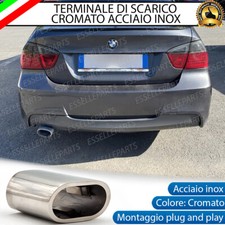 TERMINALE SCARICO CROMATO LUCIDO ACCAIO INOX BMW SERIE 3 E90 E91 SCARICO OVALE