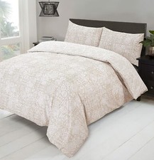 NightComfort Set Copripiumino Reversibile Lusso Stampato Etnico, Beige