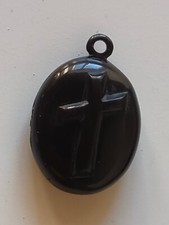 CIONDOLO da LUTTO in bachelite Apribile  2 alloggiamenti per foto fiori capelli