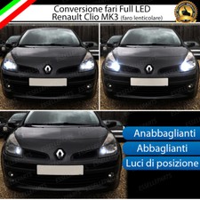 CONVERSIONE FARI FULL LED RENAULT CLIO 3 LENTICOLARE 14400 LUMEN CANBUS BIANCO