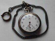 RARO orologio svizzero da tasca antico Omega Gran Prix Paris argento quadrante aperto