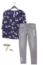 Completo moda donna taglia M con Only camicetta taglia 40, Zara jeans taglia 40