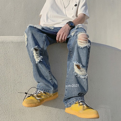 Jeans uomo strappato pantaloni
