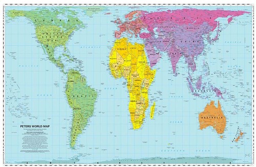 Peters world map folded - world,