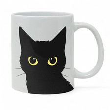 Tazza Mug Gatto Nero Silhouette Occhi Gialli 11oz - Colazione Divertente