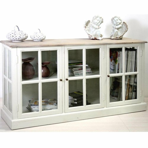 Credenza vetrina bianca shabby - bianca,