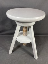 Sgabello Modernariato Pianoforte Vite A Torciglione Quercia Dipinto