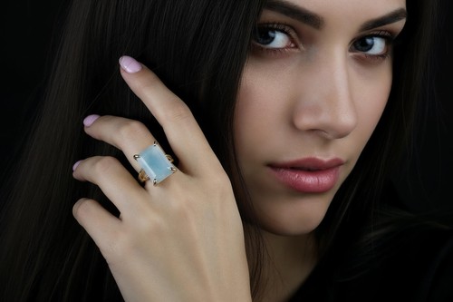 Anello acquamarina anemone - anello,