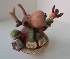 Statuetta Renna di NATALE Decorazione Natalizia in ceramica e legno