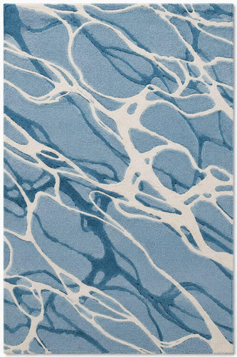 Tappeto blu astratto lana - tappeto,