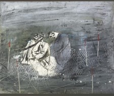 Giuseppe Banchieri Figure nel Paesaggio olio su tela  50x60  cm 1968 