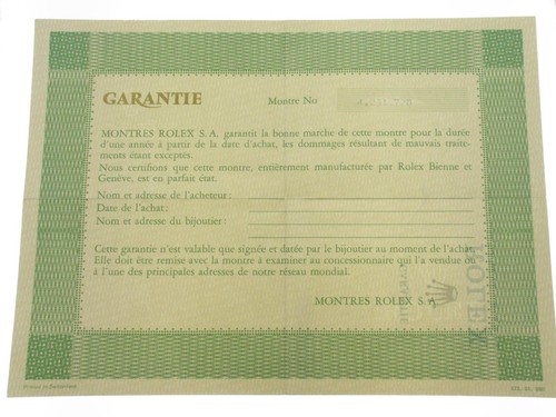 Rolex certificate serial