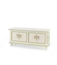 CASSAPANCA LACCATA BIANCA DECORATA  120X45X50H SHABBY CHIC