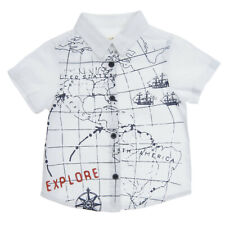 White with Map Print Collared