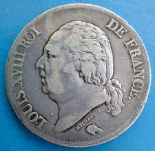 Ludovico XVIII, Eccu Di 5 Franchi Argento 1824 A Parigi