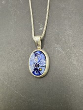 ⭐️Bellissima collana con ciondolo fiore blu e bianco in argento sterling Alan K