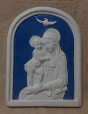 Madonna bambino arco Stile DELLA ROBBIA ceramica decorata a mano + OMAGGIO