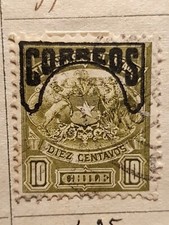 10 CENTAVOS CILE  FRANCOBOLLO POSTA TELEGRAF CORREOS SIGILLO STOCK ANTIQUARIATO 