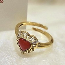 Anello cuore corallo rosso